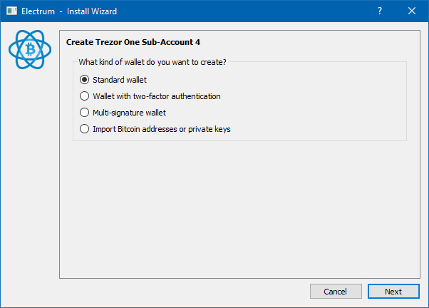 Select 'Standard Wallet'