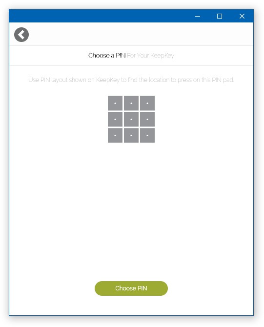 KeepKey wallet: Choose PIN