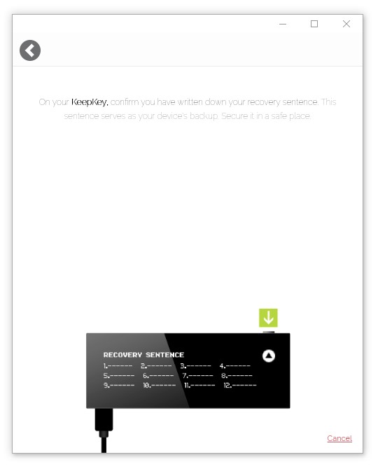 KeepKey wallet: Save Recover Seed