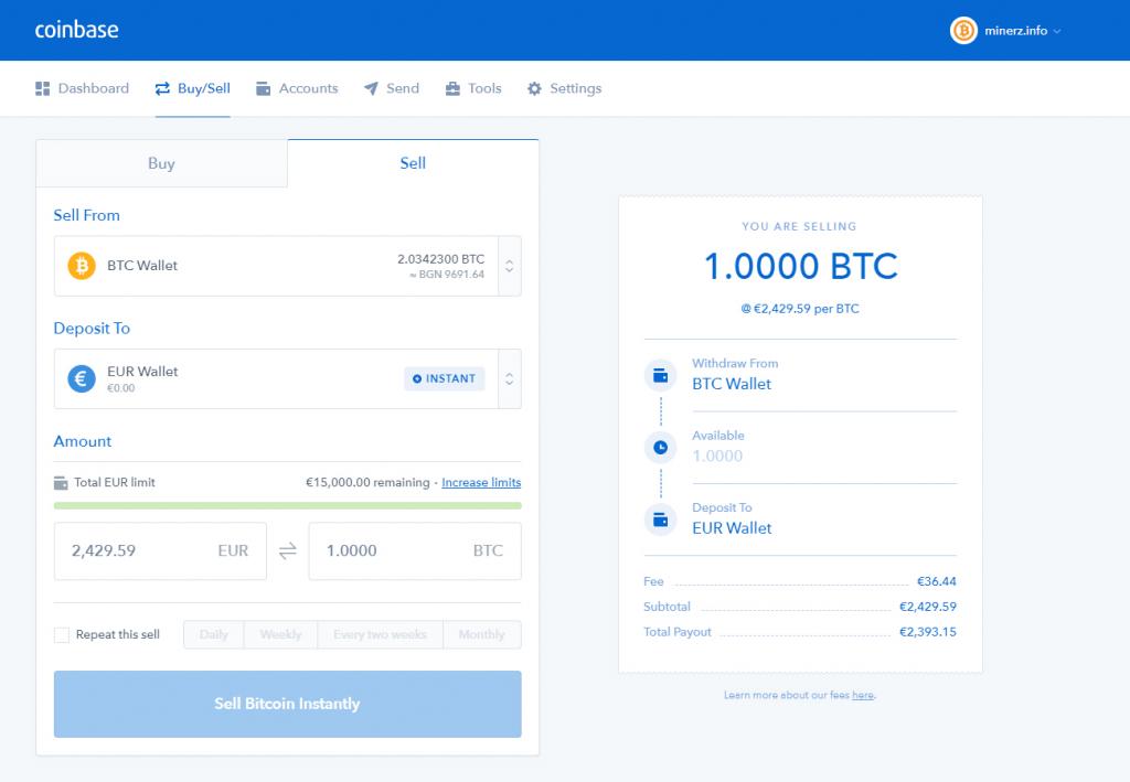 Coinbase Sell Bitcoin