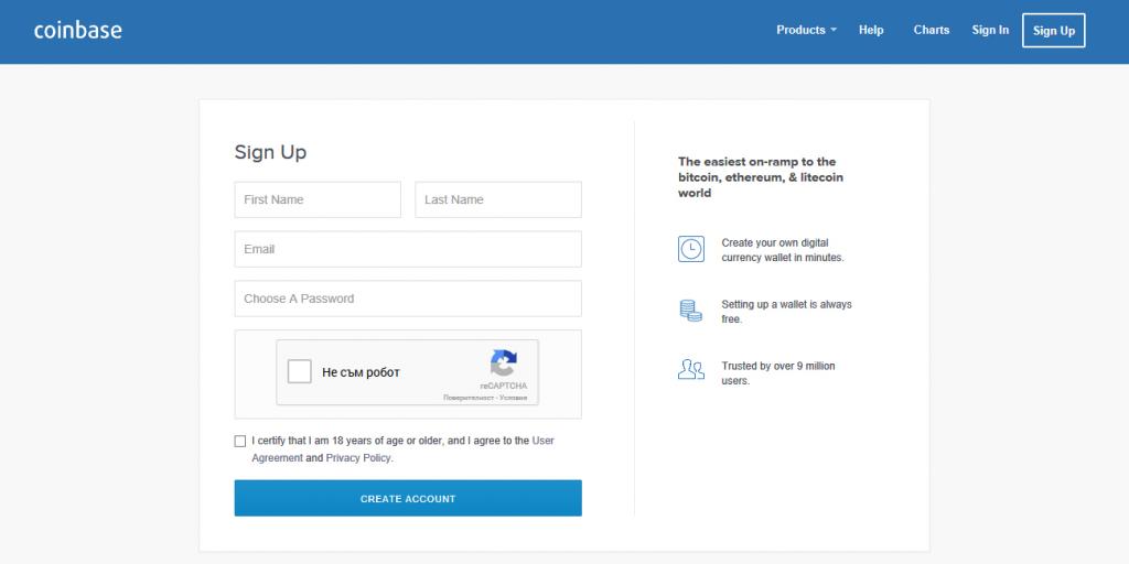 Coinbase sign-up
